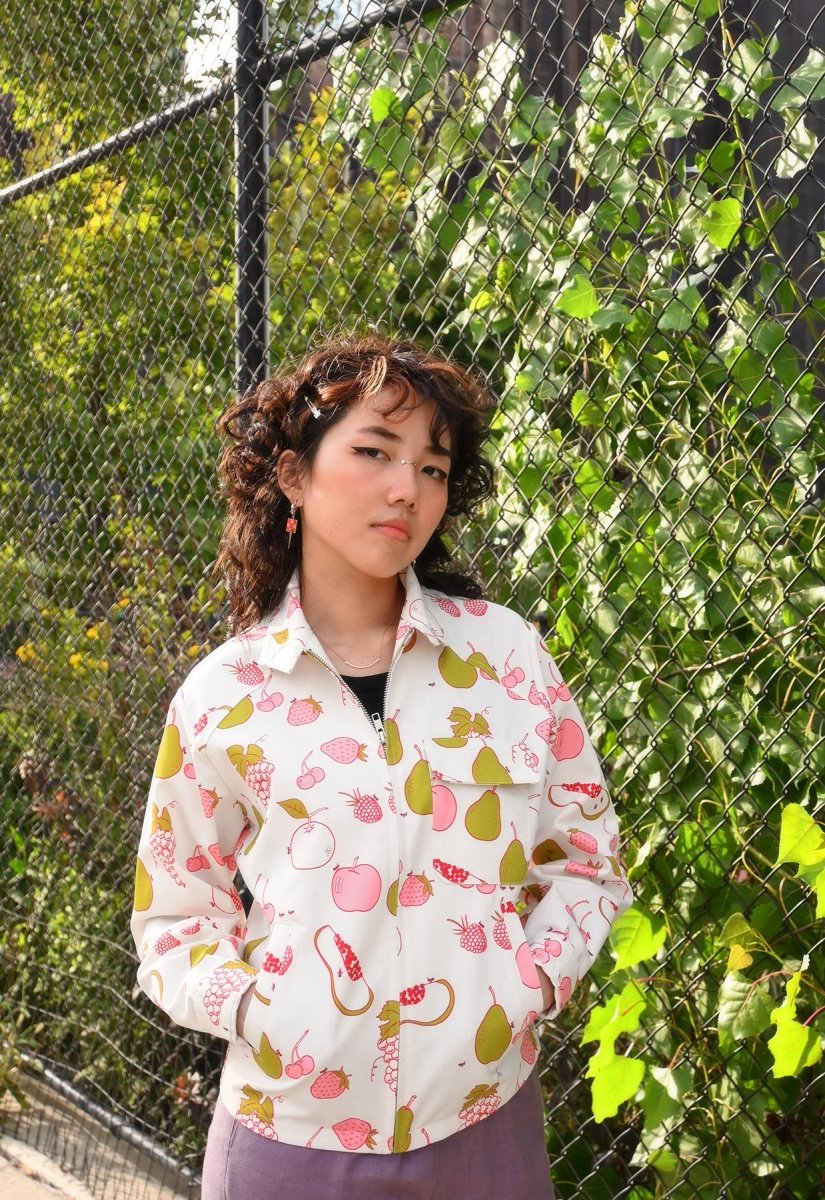 fruit jacket HO HOS HOLE IN THE WALL "All over Fruit" design Natali Koromoto
