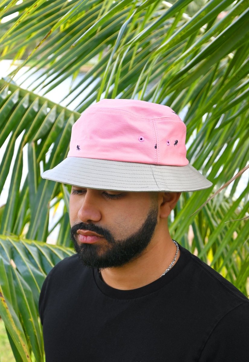 HO HOS HOLE IN THE WALL - "Ants on Your Hat" bucket hat ▲Pink▼Grey
