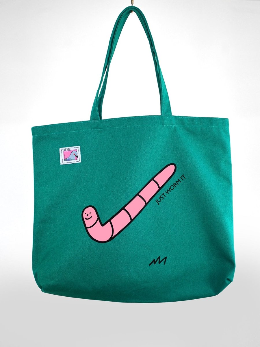 "Just Worm It" tote bag - Design by HO HOS HOLE IN THE WALL