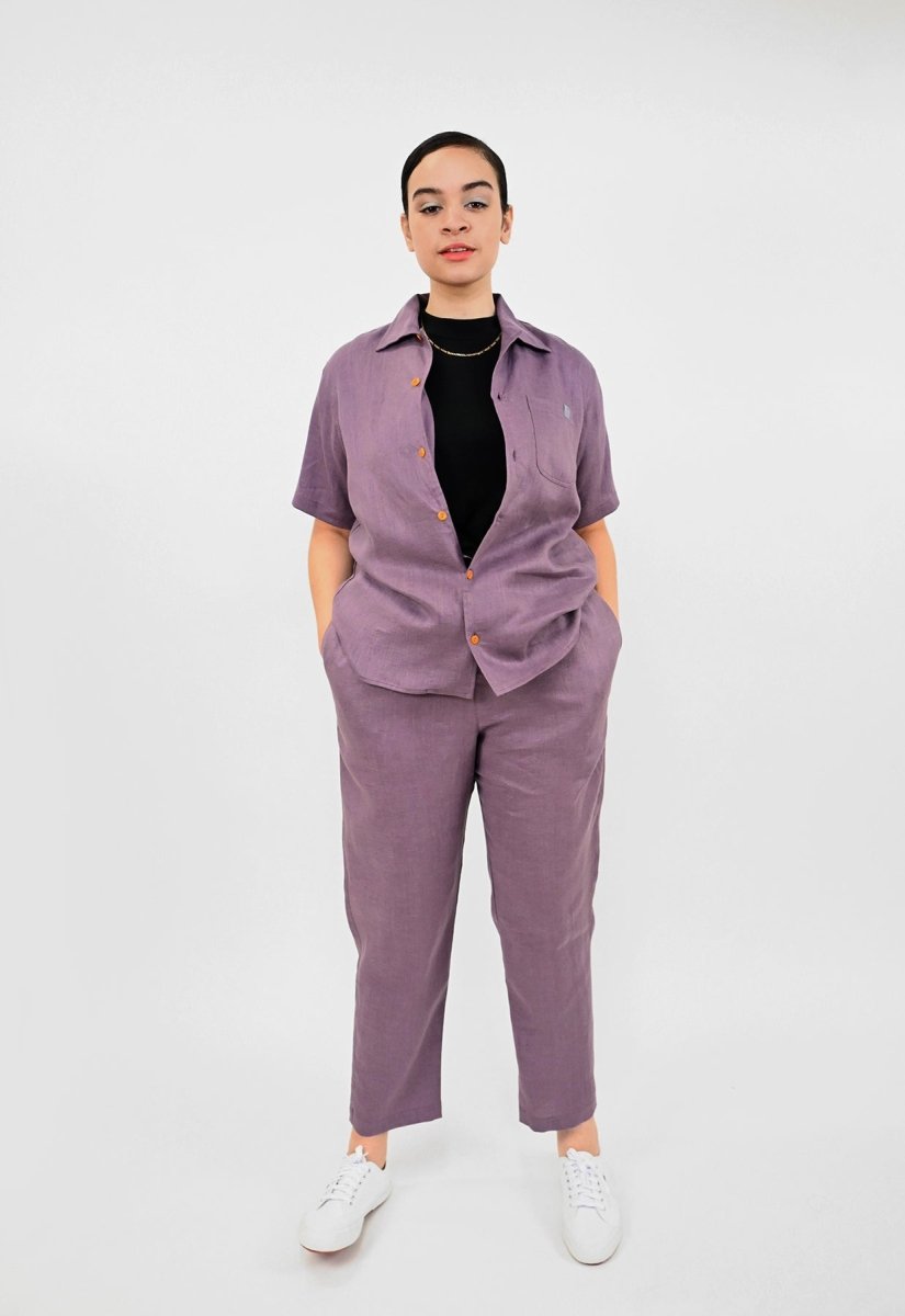 linen suit casual HO HOS HOLE IN THE WALL  grape purple Natali Koromoto