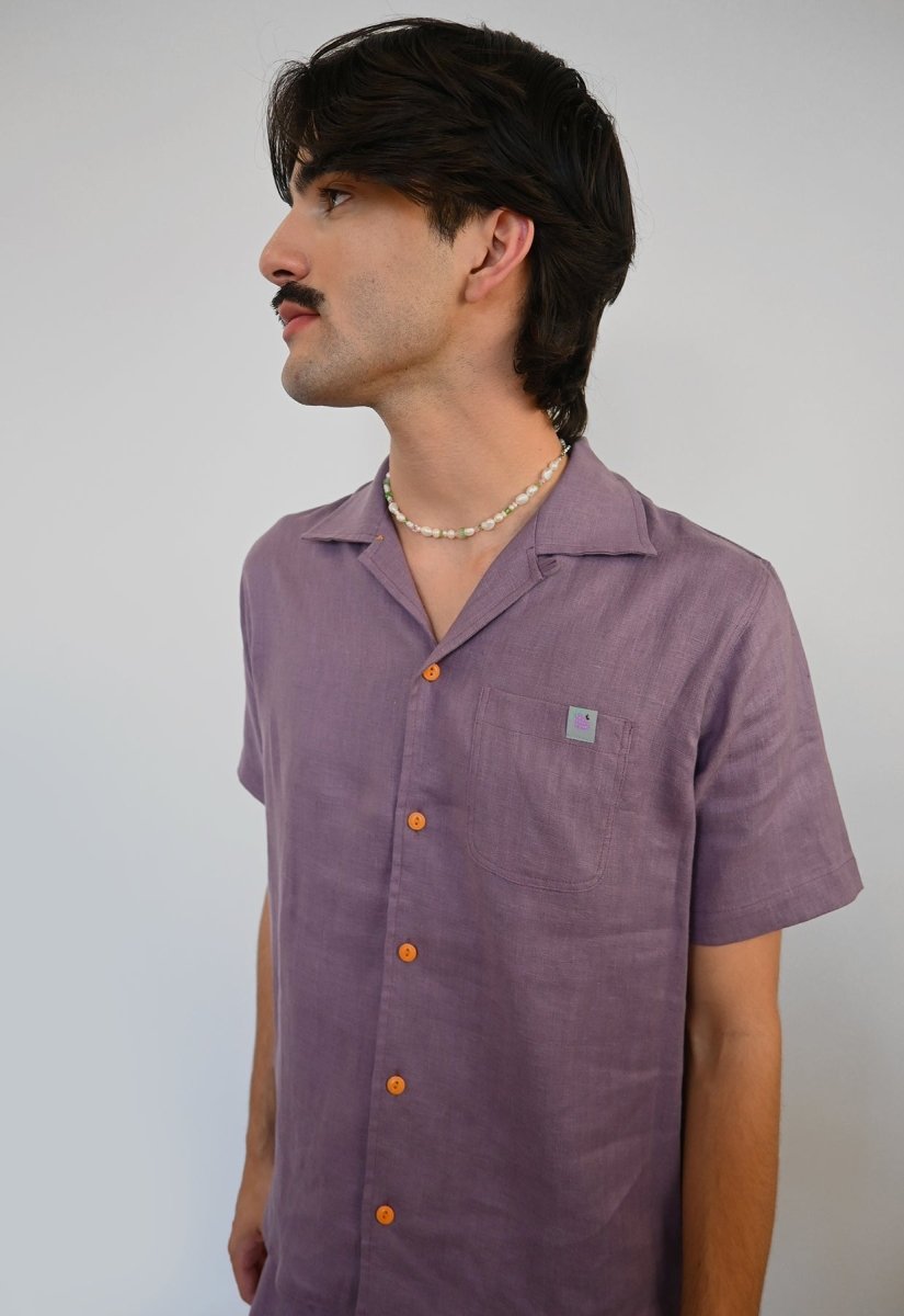 "Tutti Frutti" Linen Shirt - Purple Grape