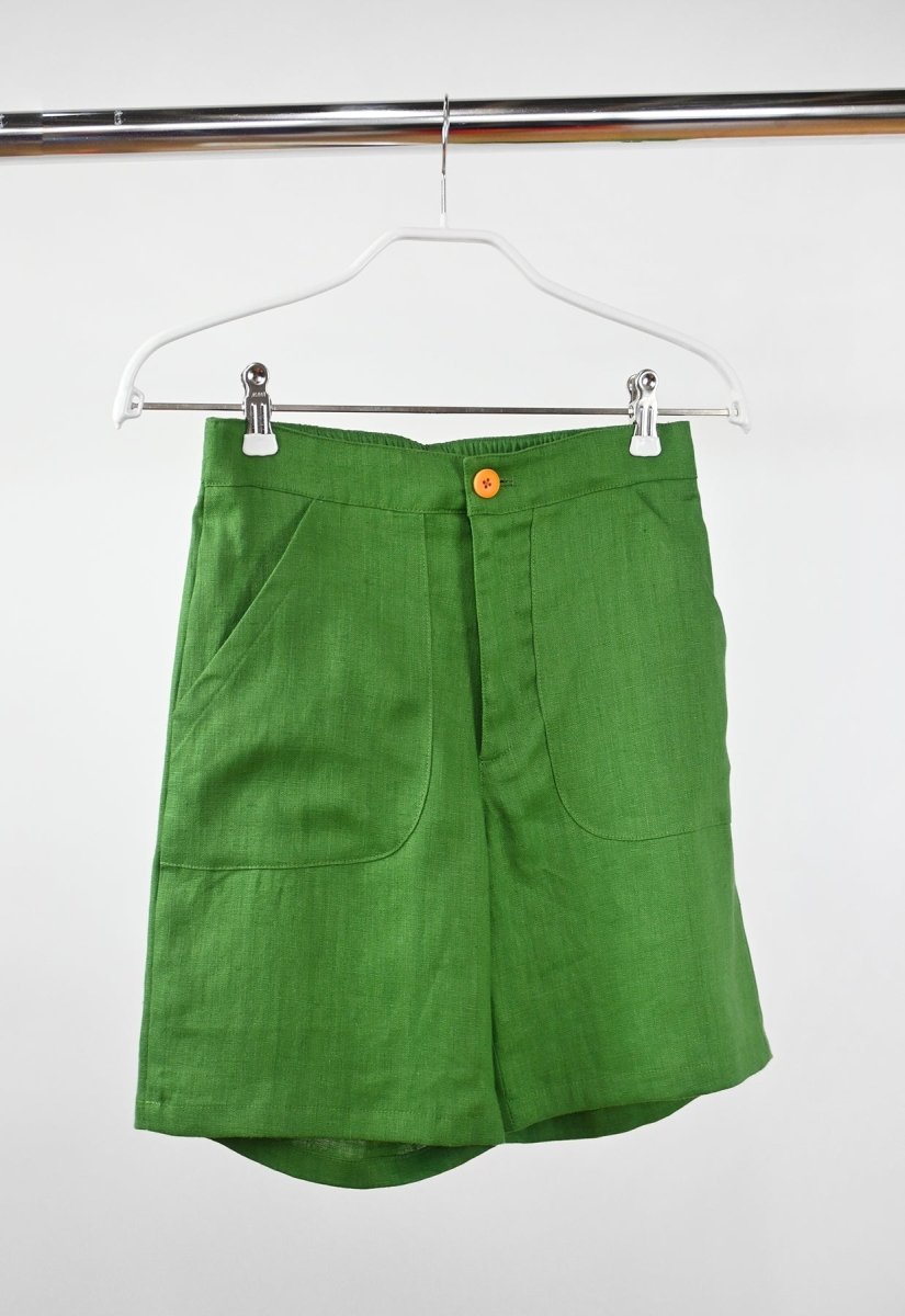 "Tutti Frutti" Linen Shorts - Plantain Green